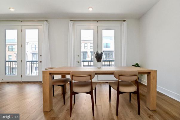 Dining room, Interior, Recessed Lighting, Wood Texture Flooring