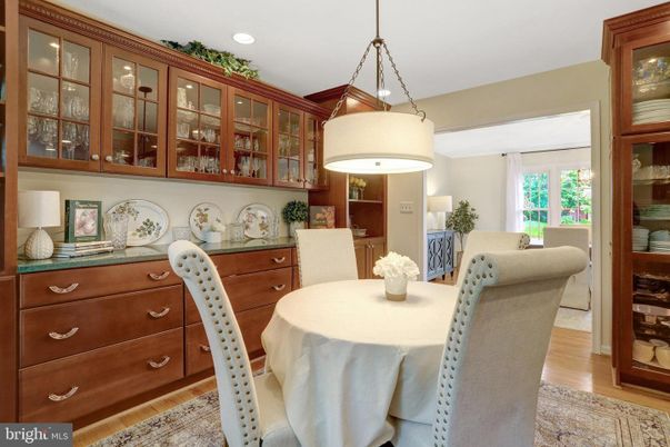 Dining room, Interior, Pendant Lights, Recessed Lighting, Wood Texture Flooring