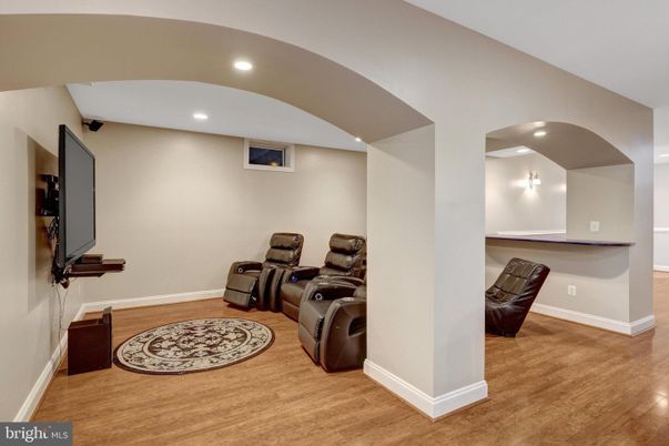 Home Theatre Room, Interior, Recessed Lighting, Theatre Room, Wood Texture Flooring