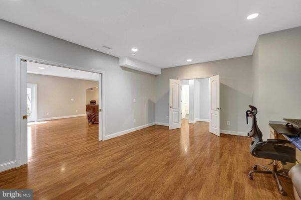 Home Office, Interior, Recessed Lighting, Wood Texture Flooring