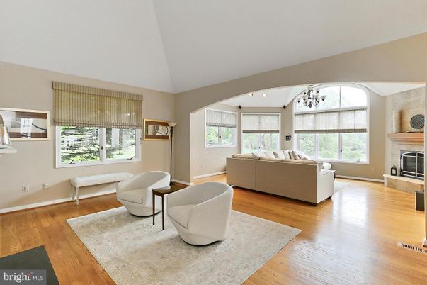 Chandelier, Fireplace, Interior, Living room, Recessed Lighting, Wood Texture Flooring