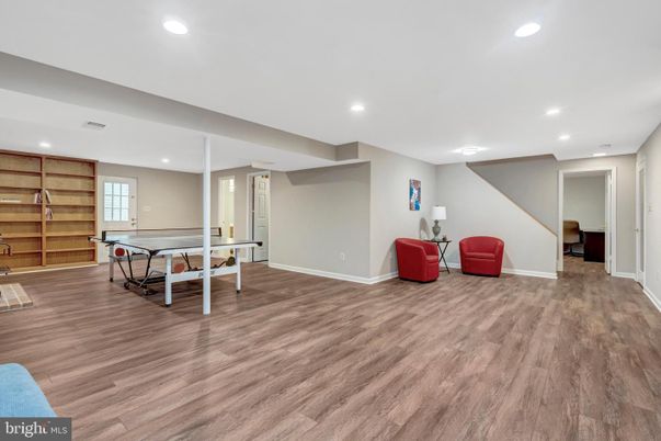 Game Room, Interior, Recessed Lighting, Wood Texture Flooring, Wooden Walls