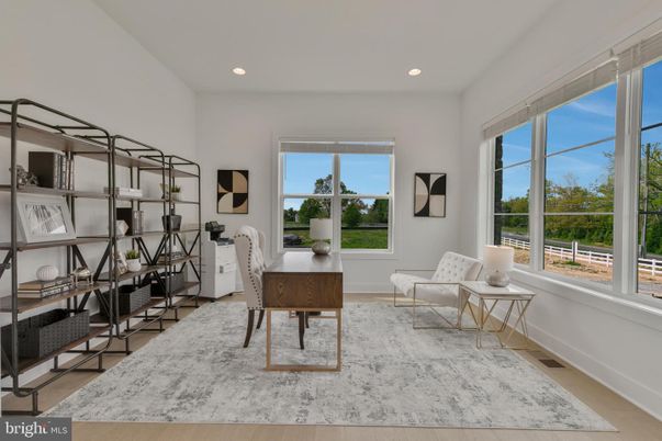 Home Office, Interior, Recessed Lighting, Wood Texture Flooring