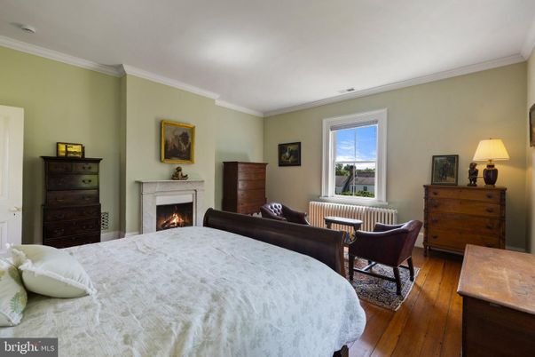 Bedroom, Fireplace, Interior, Wood Texture Flooring