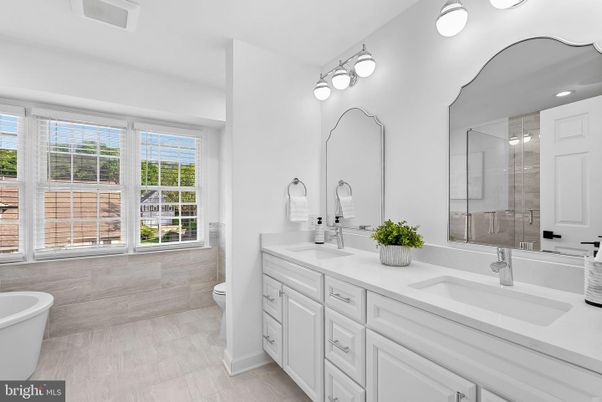 Bathroom, Dual Sink Vanities, Free Standing Baths, Glass Shower, Interior
