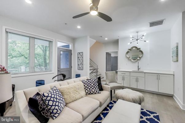 Interior, Living room, Pendant Lights, Recessed Lighting, Wood Texture Flooring