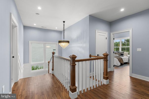 Bedroom, Chandelier, Interior, Recessed Lighting, Wood Texture Flooring