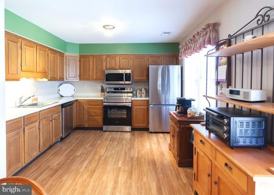 Interior, Kitchen, Stainless Steel Appliances, Wood Texture Flooring