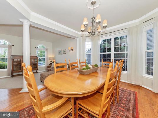 Chandelier, Dining room, Interior, Wood Texture Flooring