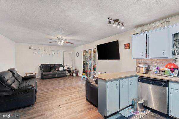 Interior, Kitchen, Living room, Stainless Steel Appliances, Wood Texture Flooring