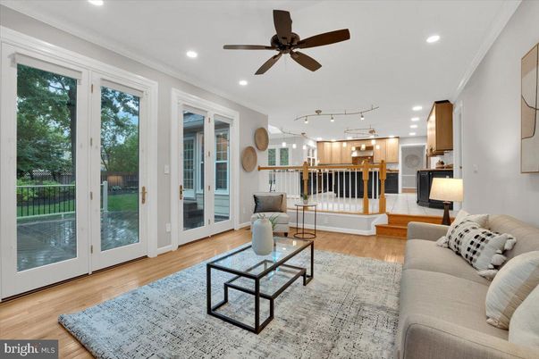 Interior, Kitchen, Living room, Recessed Lighting, Stainless Steel Appliances, Wood Texture Flooring