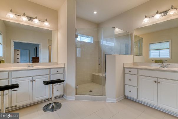 Bathroom, Dual Sink Vanities, Glass Shower, Interior, Recessed Lighting