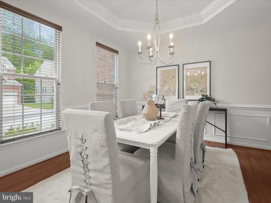 Chandelier, Dining room, Interior, Wood Texture Flooring