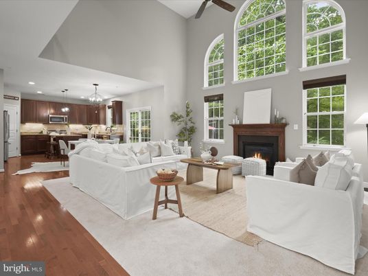 Chandelier, Dining room, Fireplace, Interior, Kitchen, Living room, Pendant Lights, Recessed Lighting, Wood Texture Flooring