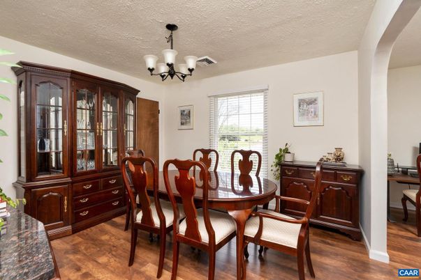 Chandelier, Dining room, Interior, Wood Texture Flooring
