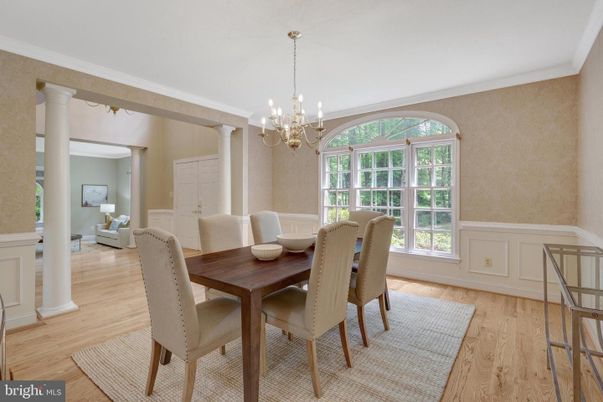 Chandelier, Dining room, Interior, Wood Texture Flooring