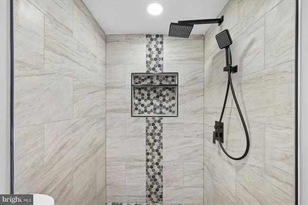 Bathroom, Glass Shower, Interior, Marble Walls, Recessed Lighting