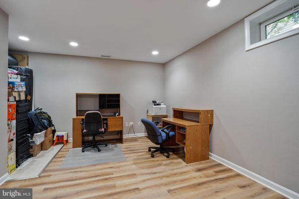 Home Office, Interior, Recessed Lighting, Wood Texture Flooring