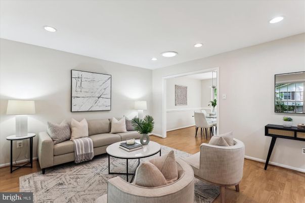 Dining room, Interior, Living room, Recessed Lighting, Wood Texture Flooring
