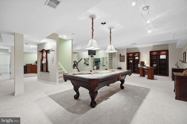 Billiard Table, Game Room, Interior, Pendant Lights, Recessed Lighting