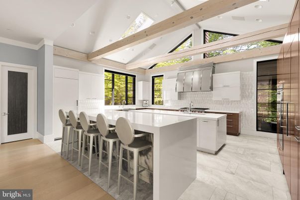 Interior, Kitchen, Recessed Lighting, Wooden Beams, Wood Texture Flooring
