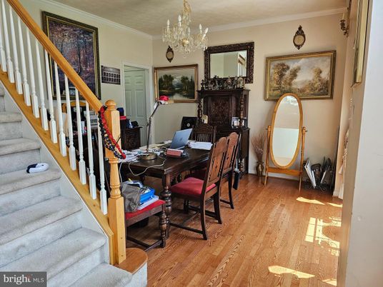 Chandelier, Home Office, Interior, Wood Texture Flooring