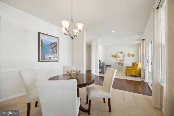 Chandelier, Dining room, Interior, Recessed Lighting, Wood Texture Flooring