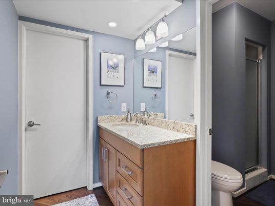 Bathroom, Interior, Recessed Lighting, Wood Texture Flooring