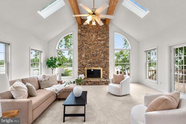 Fireplace, Interior, Living room, Stone Walls, Wooden Beams