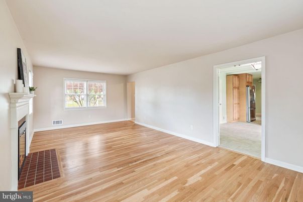 Empty room, Fireplace, Interior, Kitchen, Wood Texture Flooring