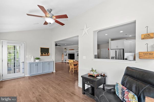 Dining room, Interior, Kitchen, Recessed Lighting, Stainless Steel Appliances, Wood Texture Flooring
