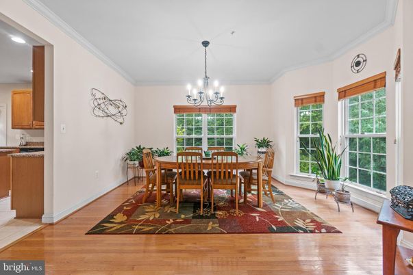 Chandelier, Dining room, Interior, Recessed Lighting, Wood Texture Flooring