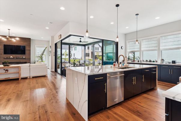 Interior, Kitchen, Living room, Pendant Lights, Recessed Lighting, Stainless Steel Appliances, Wood Texture Flooring