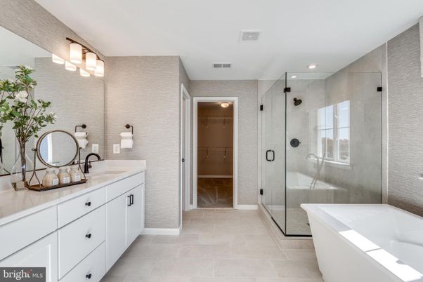 Bathroom, Dual Sink Vanities, Free Standing Baths, Glass Shower, Interior, Recessed Lighting