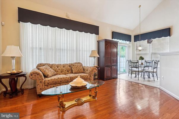 Dining room, Interior, Living room, Pendant Lights, Wood Texture Flooring