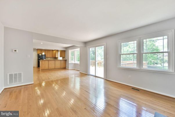 Empty room, Interior, Kitchen, Recessed Lighting, Wood Texture Flooring
