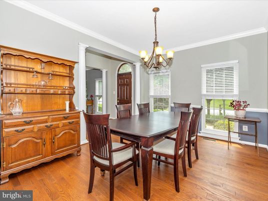 Chandelier, Dining room, Interior, Wood Texture Flooring