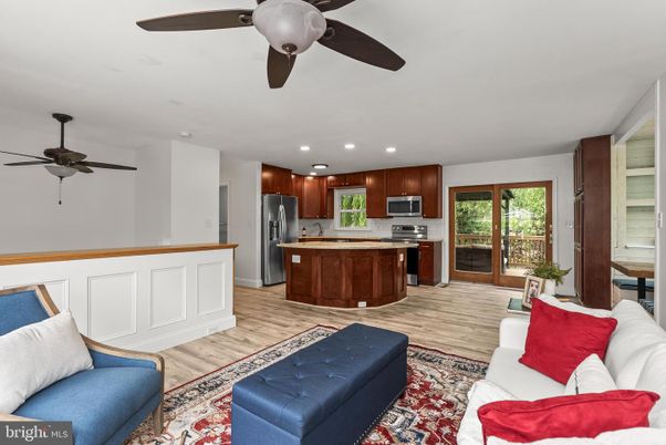 Interior, Kitchen, Living room, Recessed Lighting, Stainless Steel Appliances, Wood Texture Flooring