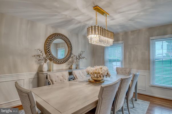 Chandelier, Dining room, Interior, Wood Texture Flooring
