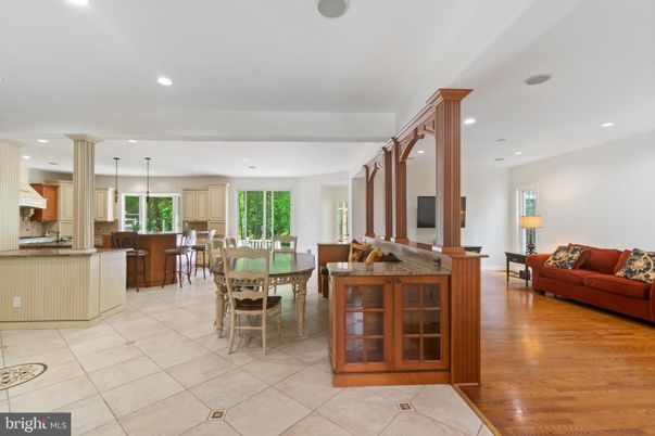 Dining room, Interior, Kitchen, Living room, Pendant Lights, Recessed Lighting, Wood Texture Flooring