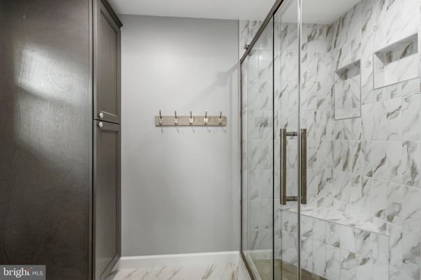 Bathroom, Glass Shower, Interior, Marble, Marble Walls