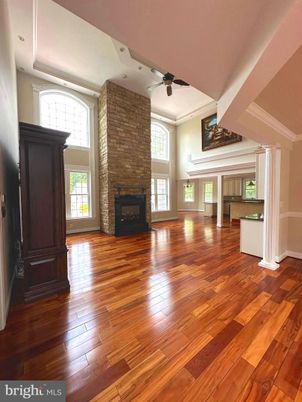 Empty room, Fireplace, Interior, Recessed Lighting, Wood Texture Flooring