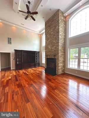 Empty room, Fireplace, Interior, Recessed Lighting, Wood Texture Flooring