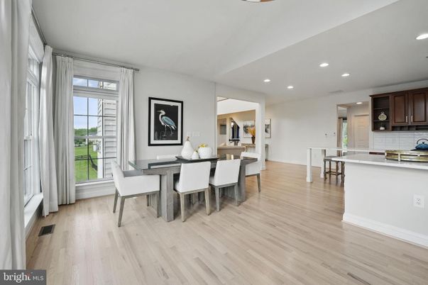 Dining room, Interior, Kitchen, Recessed Lighting, Wood Texture Flooring