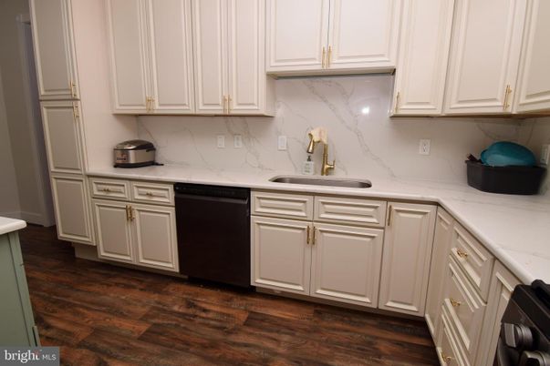 Interior, Kitchen, Marble Walls, Wood Texture Flooring