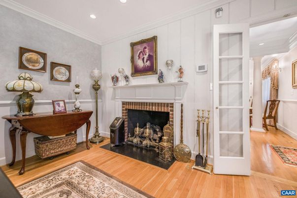 Fireplace, Interior, Recessed Lighting, Wood Texture Flooring