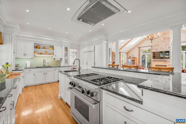 Chandelier, Interior, Kitchen, Recessed Lighting, Wood Texture Flooring