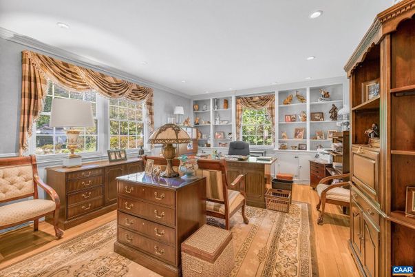Home Office, Interior, Recessed Lighting, Wood Texture Flooring