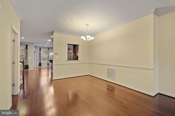 Chandelier, Empty room, Interior, Recessed Lighting, Wood Texture Flooring