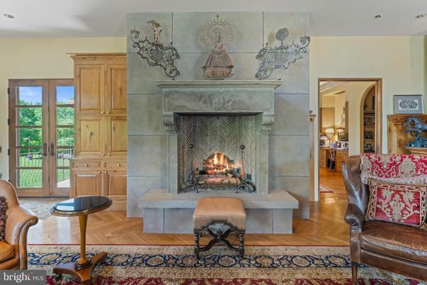 Fireplace, Interior, Recessed Lighting, Wood Texture Flooring